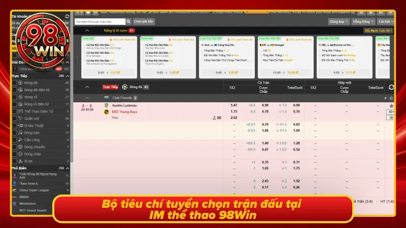 Tiêu chí đánh giá và lựa chọn trận đấu của IM Thể Thao 98Win